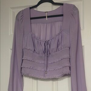 Free People Lilac Smocked Blouse